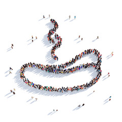 hot dogs fast food, coffee people 3d