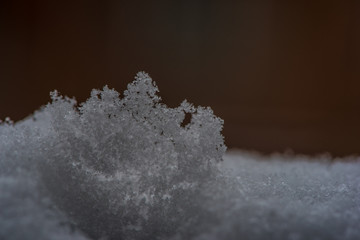 Snowflakes and ice crystals close up