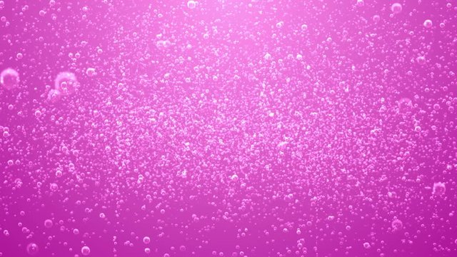 A pink background of soda bubble fizz with last 10 seconds loop at end.