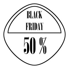 Black Friday sticker 50 percent off icon. Outline illustration of Black Friday sticker 50 percent off vector icon for web