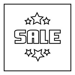 Sale emblem with satrs icon. Outline illustration of sale emblem vector icon for web