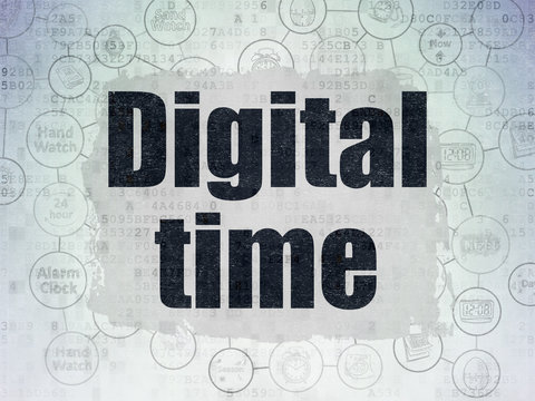 Timeline concept: Digital Time on Digital Data Paper background