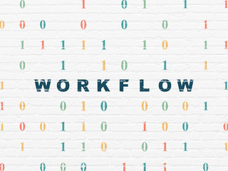 Finance concept: Workflow on wall background