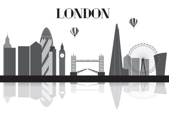 Obraz premium UK, Silhouette London city background. Vector Illustration.