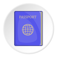 Blue passport icon. Cartoon illustration of passport vector icon for web