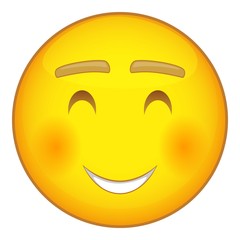 Smiling emoticon with smiling eyes icon. Cartoon illustration of emoticon vector icon for web design