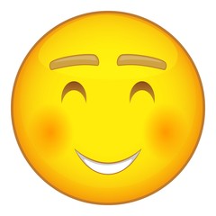 Smiling emoticon with smiling eyes icon. Cartoon illustration of emoticon vector icon for web design