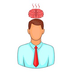 Man overheated brain icon. Cartoon illustration of human emotion vector icon for web design