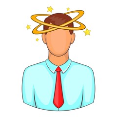Man with dizziness icon. Cartoon illustration of human emotion vector icon for web design