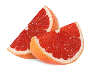 cut grapefruit fruits slices isolated on white background with clipping path