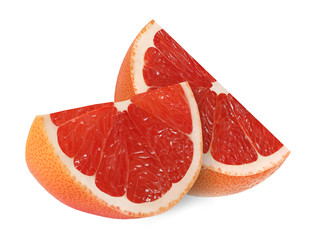 cut grapefruit fruits slices isolated on white background with clipping path
