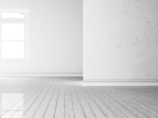 empty room with the window, 3d