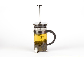 different colors on a white background isolated herbal teas