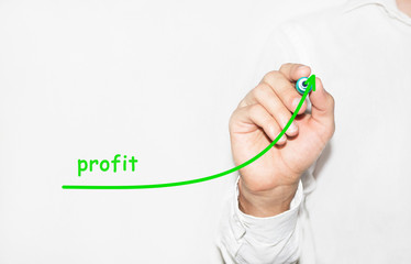Businessman draw growing graph symbolize growing Profit