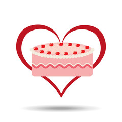 heart cartoon sweet cake strawberry icon design vector illustration