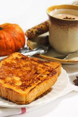 Pumpkin French Toast served with Pumpkin Latte