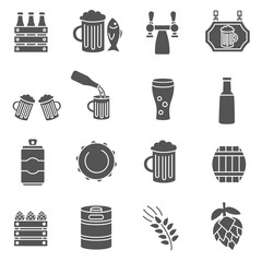 beer icons set. beer accessories, simple symbols collection. isolated vector monochrome illustration. 