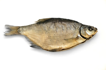 salted dried fish on isolated white background..