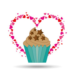 heart cartoon cupcake chip star chocolate icon design vector illustration