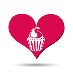 heart red cartoon cupckae chips icon design vector illustration