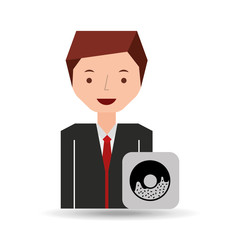 cartoon man donut dessert design icon vector illustration
