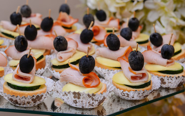 Sandwiches on appetizer table