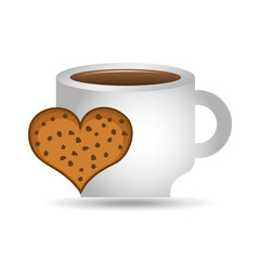 cup coffee heart cookie bakery icon design graphic vector illustration