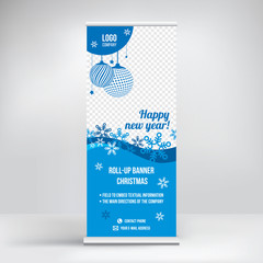 Christmas roll-up banner. Christmas banner for the holiday. Template, Christmas banner background
