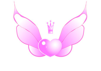 heart with wings pink with a crown