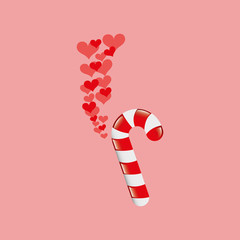 heart cartoon candy cane sweet icon design vector illustration