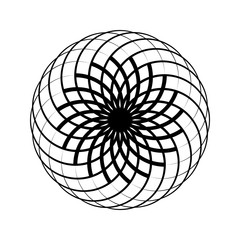 idea logo icon vector. Circular pattern. Geometric icon. Vector illustator. Beautiful black and white abstract flower. Isolated on white. Fashion graphic design. Smooth shape.
