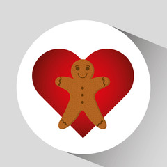 gingerman cookie cartoon happy and hearts vector illustration