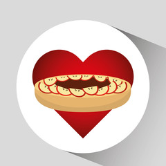 heart cartoon cake apple and sweet chocolate icon design vector illustration