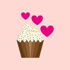 heart cartoon sweet cup cake chip candy icon design vector illustration