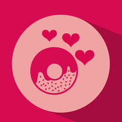 heart red cartoon donut icon design vector illustration