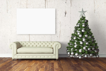 Beautiful Christmas interior . 3D rendering