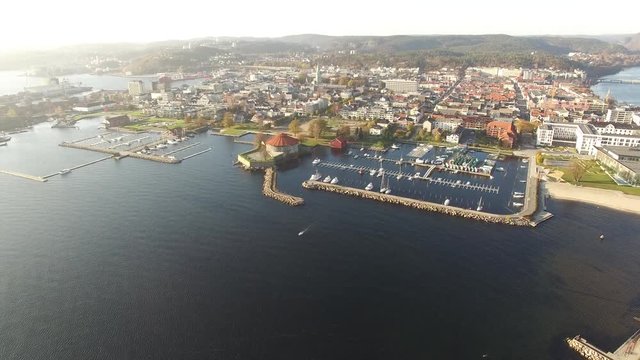 Drone aerial of Kristiansand, Norway