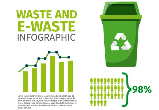 Green Recycling Bin Infographic with Included Icon Set