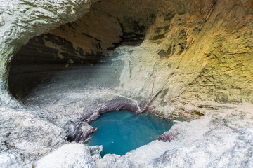 Source in Fontaine-de-Vaucluse, France, low water in summer