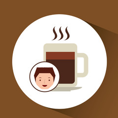 cartoon guy with coffee mug hot design icon vector illustration