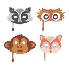Cartoon animal party mask vector.