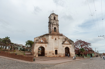 Old colonial church on a square in Trinidad, Cuba
