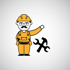 Obraz na płótnie Canvas man worker construction hammer and wrench design icon vector illustration