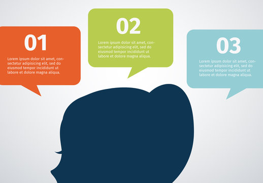 Talk Bubble Tab Element Infographic with Profile Silhouette Icon 1