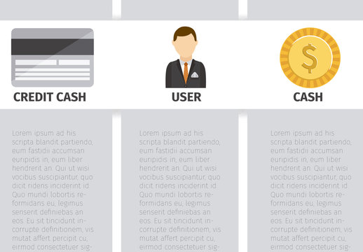 Vertical Tab Business Infographic with Money Icon Set