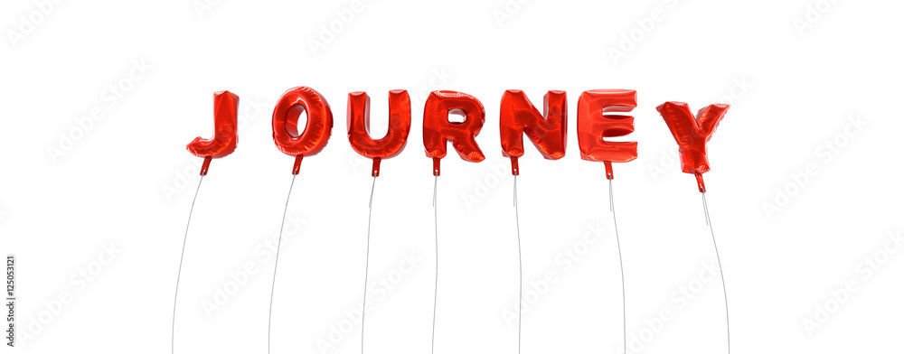 Fototapete journey - word made from red foil balloons - 3d rendered. can be used for an online banner ad or a p