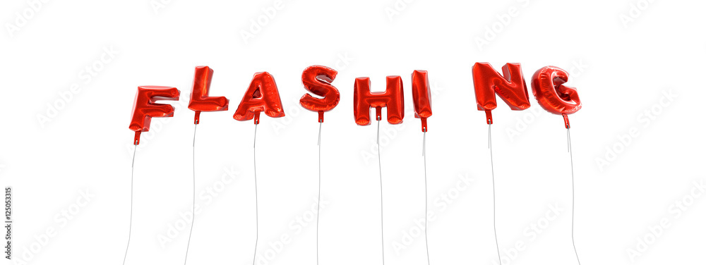 Fototapete flashing - word made from red foil balloons - 3d rendered. can be used for an online banner ad or a 