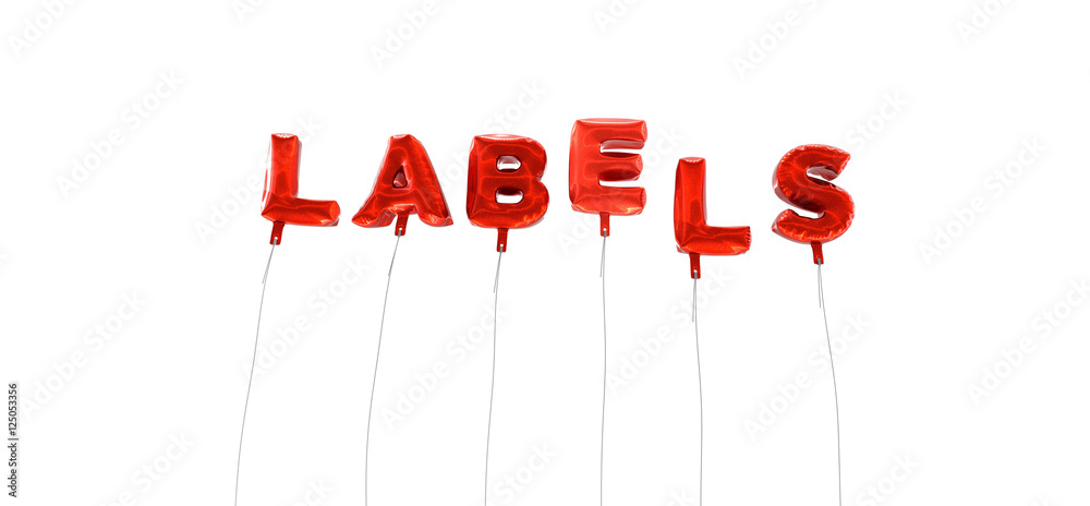 Fototapete labels - word made from red foil balloons - 3d rendered. can be used for an online banner ad or a pr