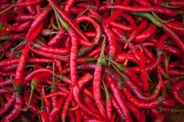 Hot Chili Peppers In Market