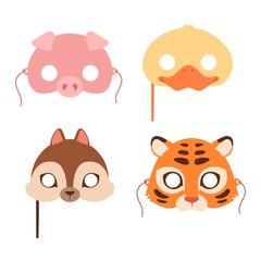 Cartoon animal party mask vector.